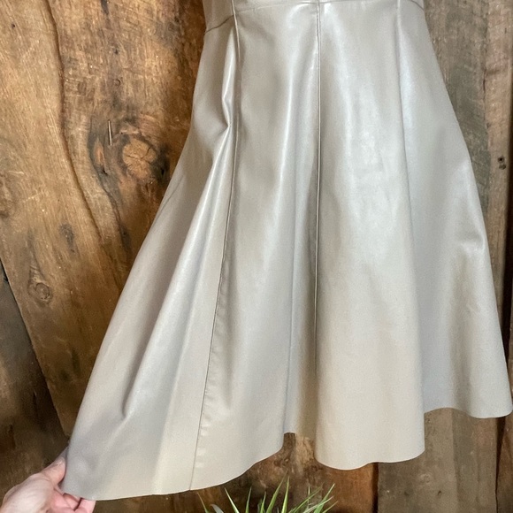 Faux Leather Skater Dress in Taupe - Size 6 - Picture 6 of 13